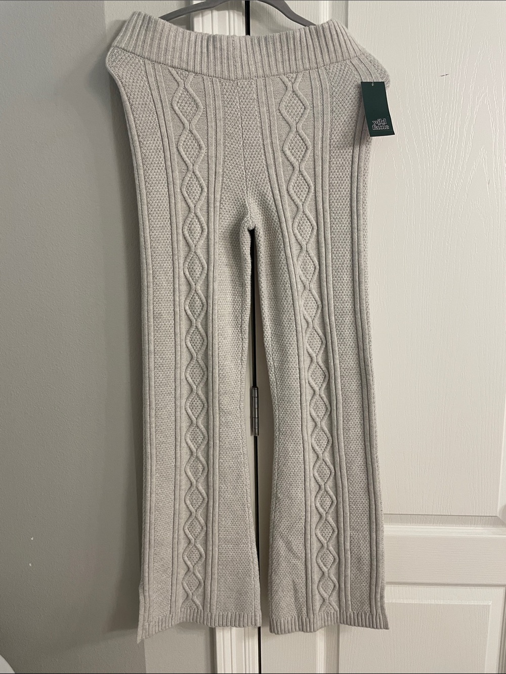Wild Fable Cable Knit Wide-Leg Pants in Light Gray